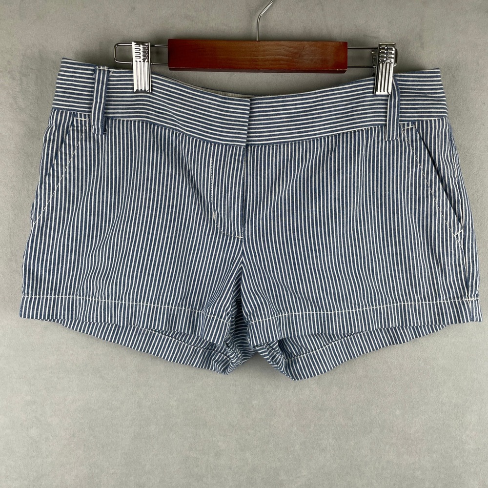 J.Crew City Fit Blue White Seersucker Striped Cotton‎ Clean Girl Shorts 78203 4
